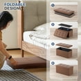 thumbnail image 5 of SSyao 30 Inch Storage Ottoman Bench, 24 Gal. Folding Ottoman Footrest, End of Bed Bench, Rectangle Foot Stool, Supports 600 lbs, for Bedroom, Living Room, Entryway, Hallway, Brown, 5 of 9