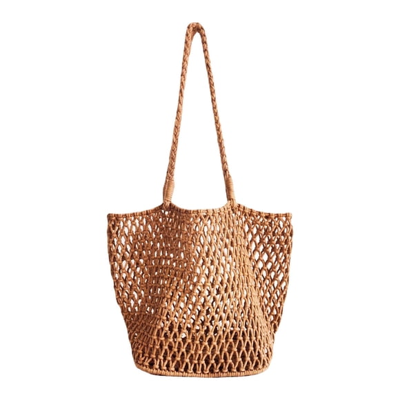 yuksok Beach Tote Bag Large Shopping Bag Soft Woven Purse for Parties Holiday Women Khaki