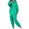 thumbnail image 3 of Dazajoo Womens Jogger Set Fall Two Piece Outfits Casual Mock Neck Hoodies and Cinch Bottom Sweatpants Sweatsuits,Green,XL, 3 of 10