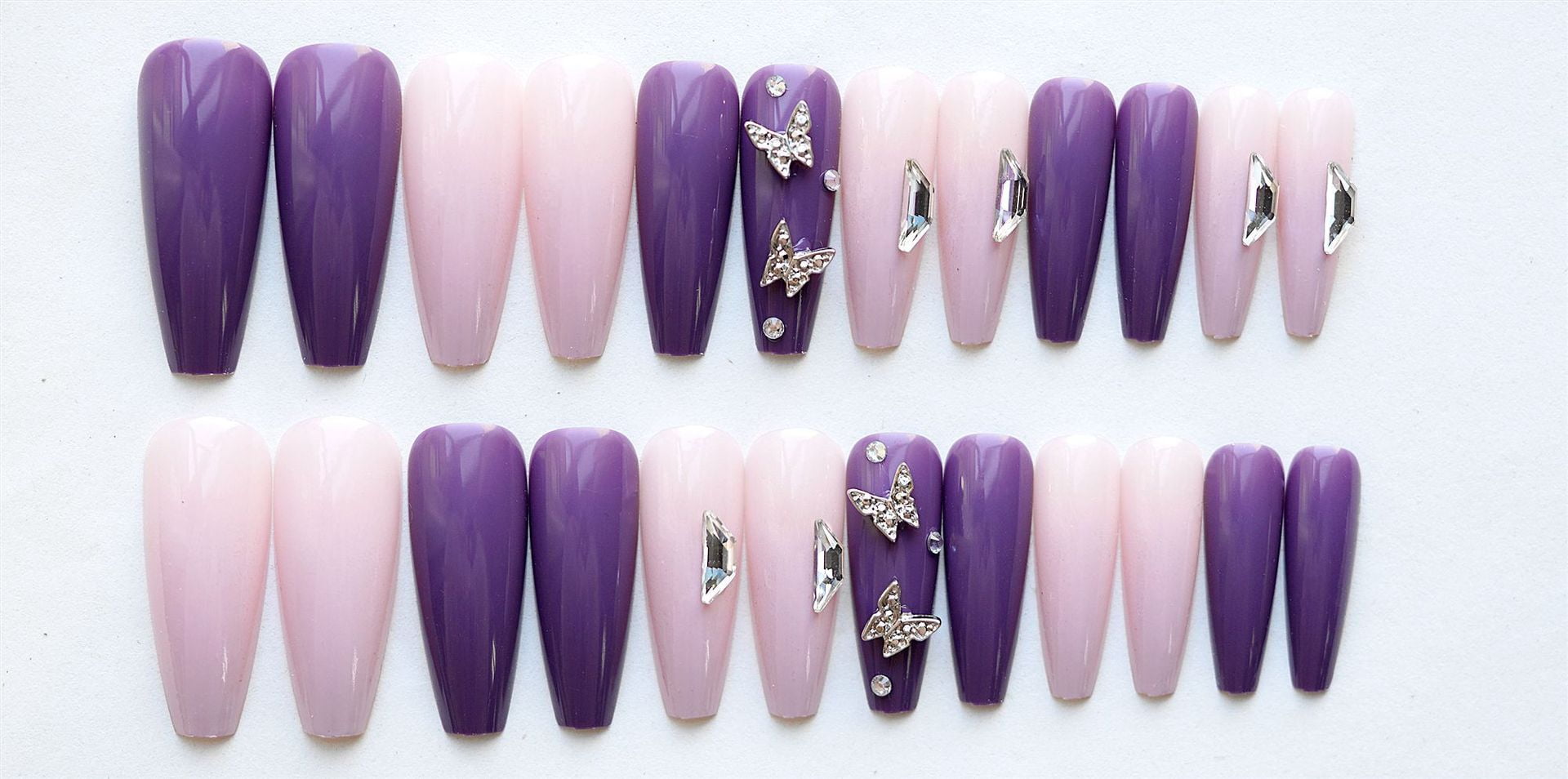 Best Gift for Girls/Women】Fofosbeauty 24pcs Press on False Nail Tips Long  Coffin Full Cover Fake Nails, Coffin Butterflies in Purple - Walmart.com