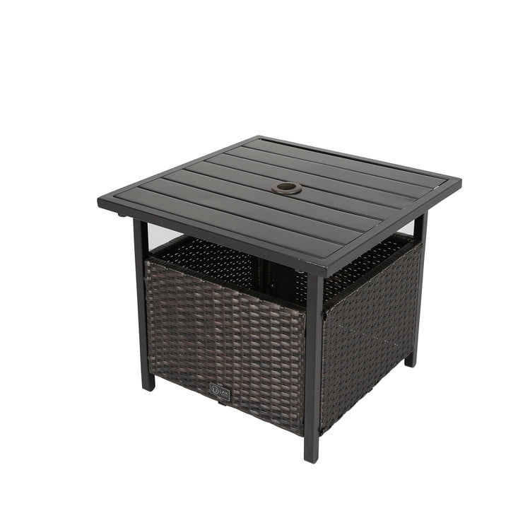 Side Table With Umbrella Hole, Outdoor Umbrella Base Side Table