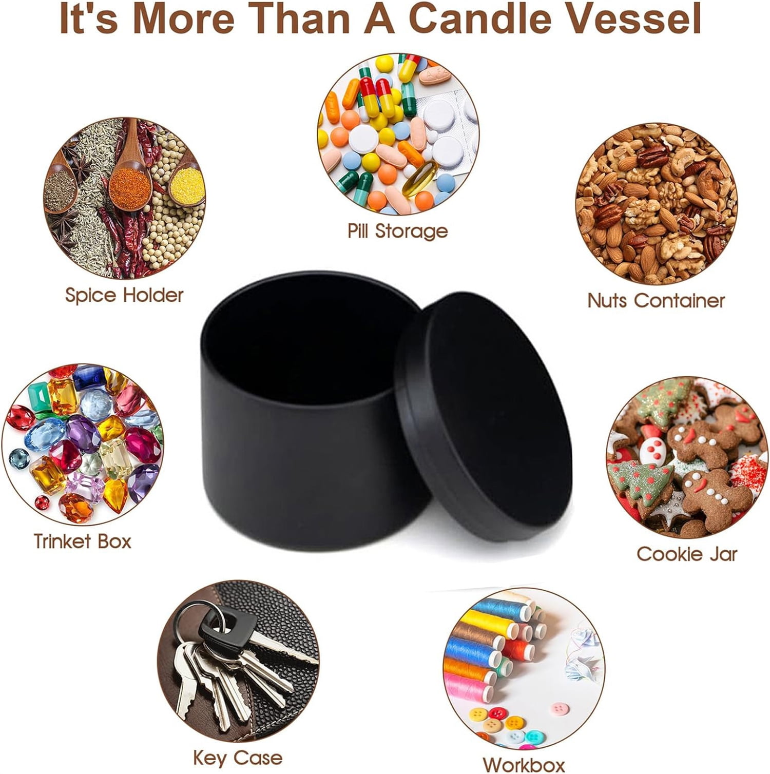Candle Tin with Lids,Bexikou 10 Pieces Black 8oz Candle Containers, Empty Candle Containers for Candles DIY Set, Candle Jars for Candle Making