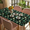 thumbnail image 3 of St. Patrick's Day Table Cloths for 3 Foot Rectangle Tables, Spring Green Shamrock Leaves Black Patio Waterproof Elastic Fitted Tablecloths, Washable Rectangular Table Cover for Camping, 3 of 8