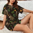 thumbnail image 4 of Balery Sloth Doing Yoga Conjunto de Pijama para Mujer con Estampado, Dos Piezas de Manga Corta y Shorts, Ropa de Dormir Suave con Cuello Redondo y Bolsillos-Medium, 4 of 6