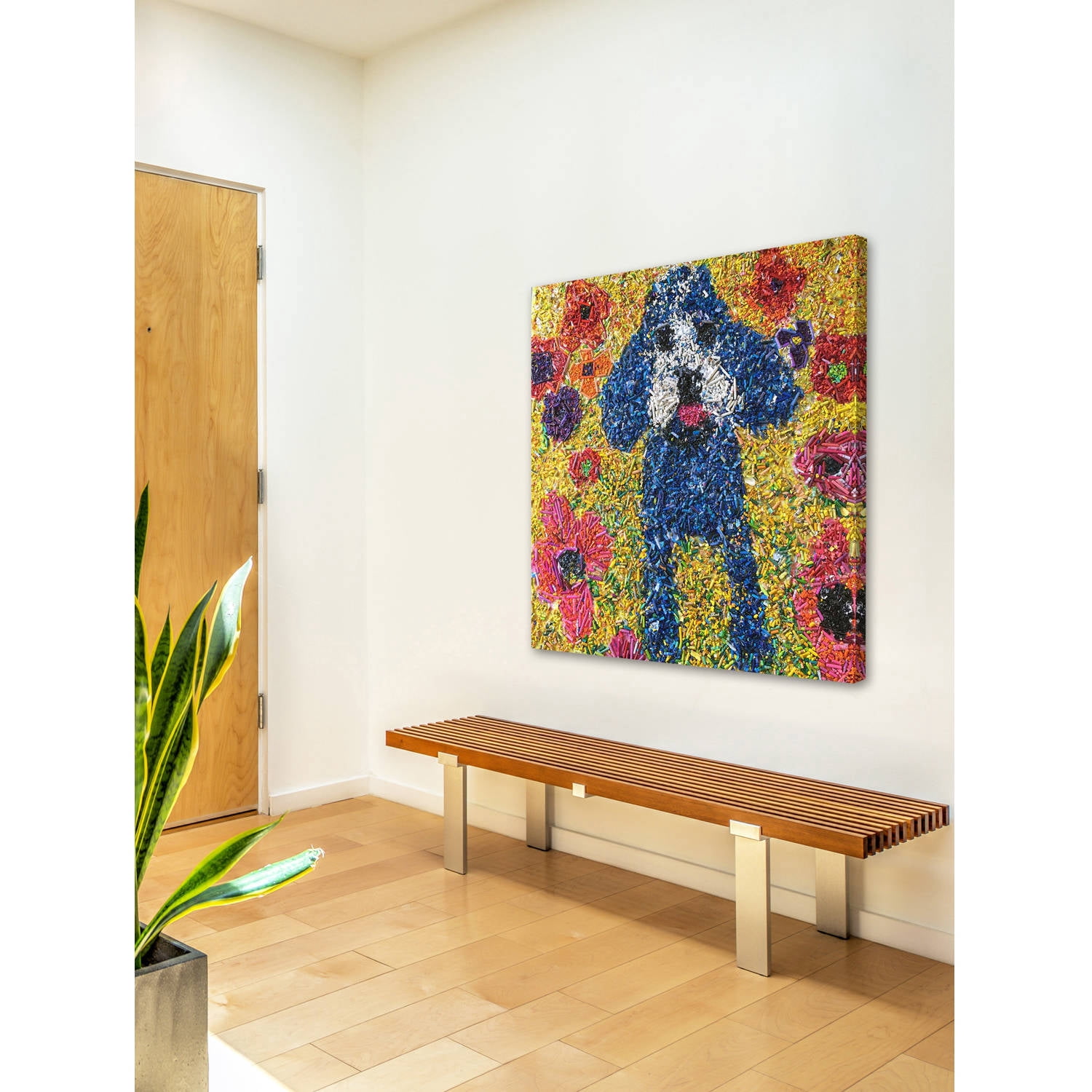Marmont Hill "Crayon Collage Pup" by Michelle Rivera Painting Print on Wrapped Canvas