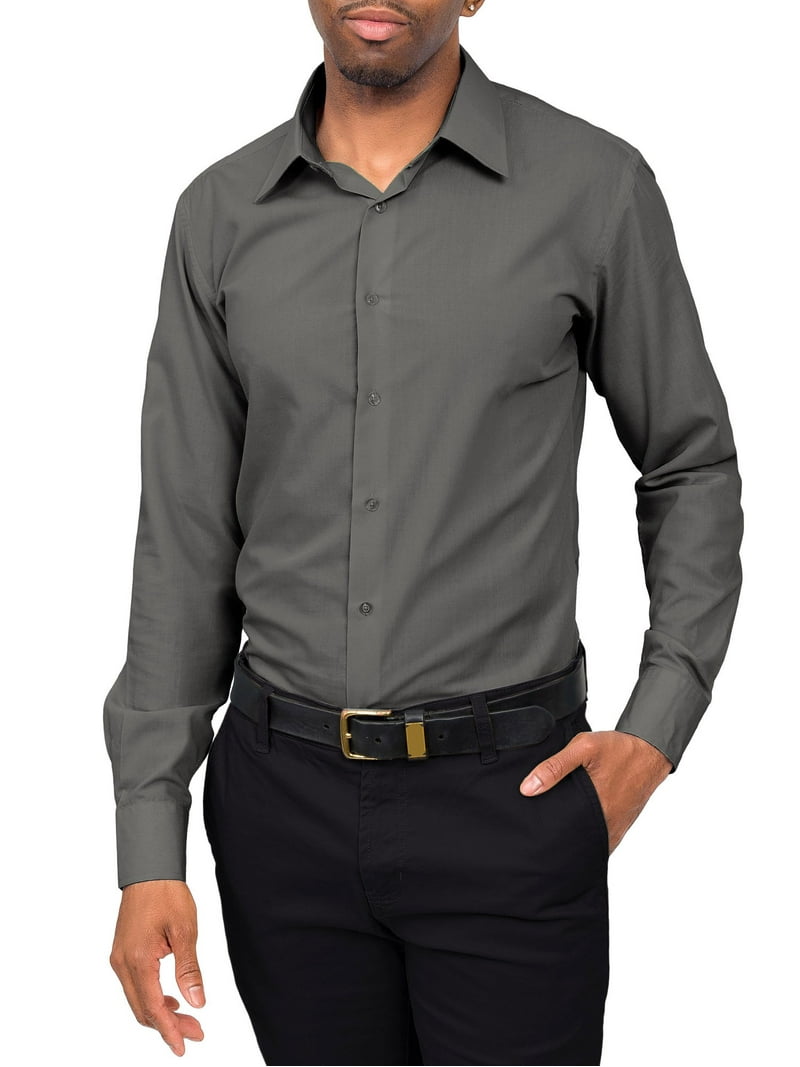 G-Style USA Men's Slim Fit Long Sleeve Dress Shirt - Charcoal -  XL/17-17.5/32-33 - Walmart.com