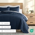 thumbnail image 5 of Lightweight Wrinkle Resistant Quilt Sets in Navy Square for Full/Queen Size Bedding by Comfort Canopy, 5 of 10