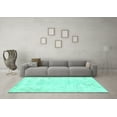 thumbnail image 3 of Ahgly Company Machine Washable Indoor Square Abstract Turquoise Blue Modern Area Rugs, 3' Square, 3 of 4