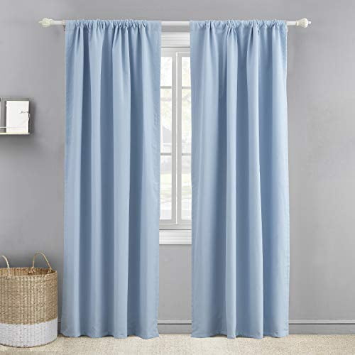 Levtex Baby - Blue Blackout Drape Panel - Window Panel with Rod Pocket - One Curtain Panel 84 inch Length - Blue Blue - 55% Cotton/45% Polyester - Blackout Poly Liner