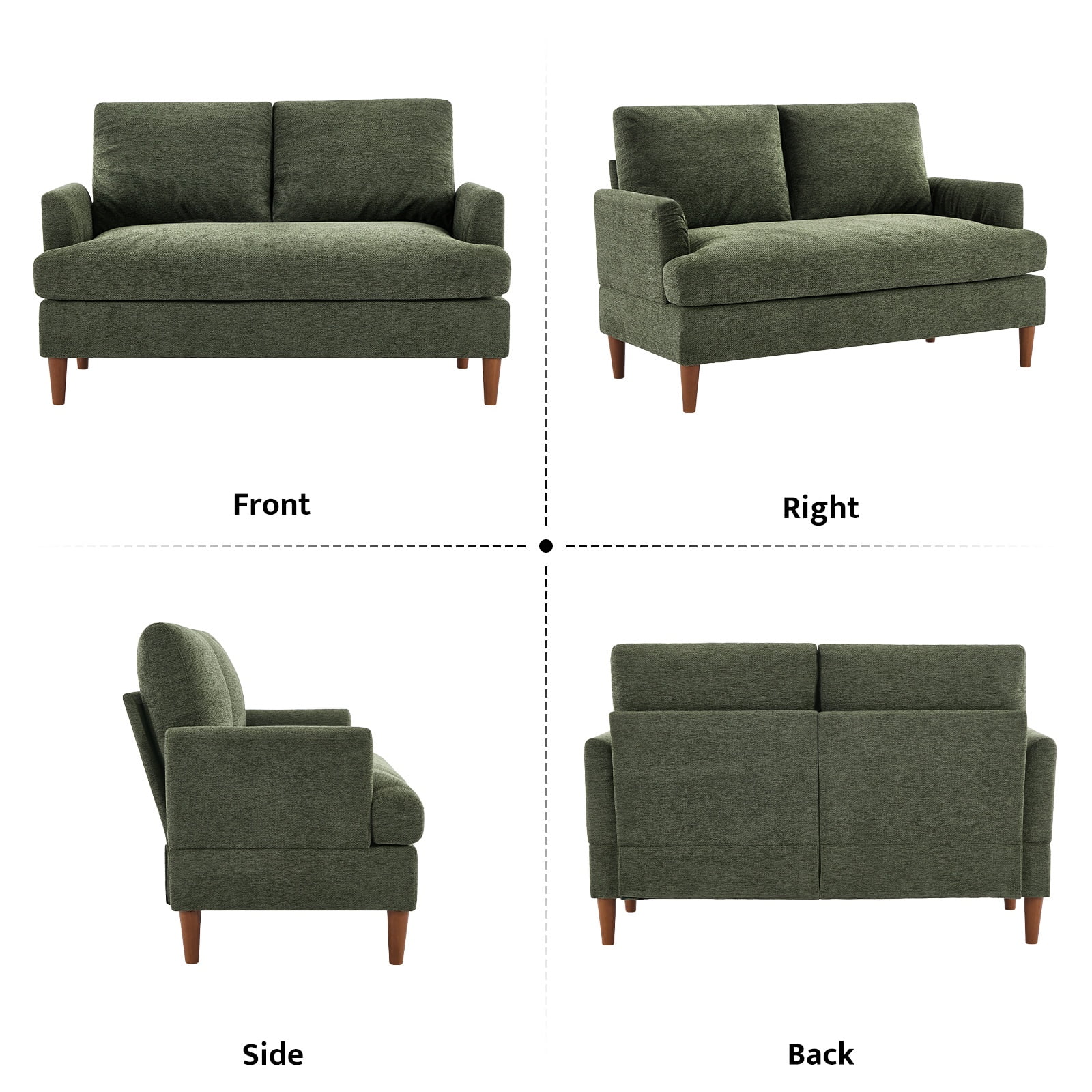 JURANYAZHU 54.7" Wide Chenille LoveSeat Comfortable Soft-Cushioned for Living Rooms and Small Spaces,Green