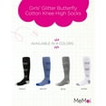 thumbnail image 2 of MeMoi  Glitter Butterfly Cotton Knee High Socks - Girls - Female, 10, Gray, 2 of 7