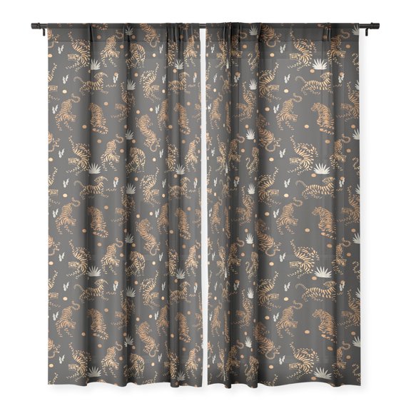 Society6 Marta Barragan Camarasa Golden Tigers Single Panel Sheer Window Curtain 50" x 84"