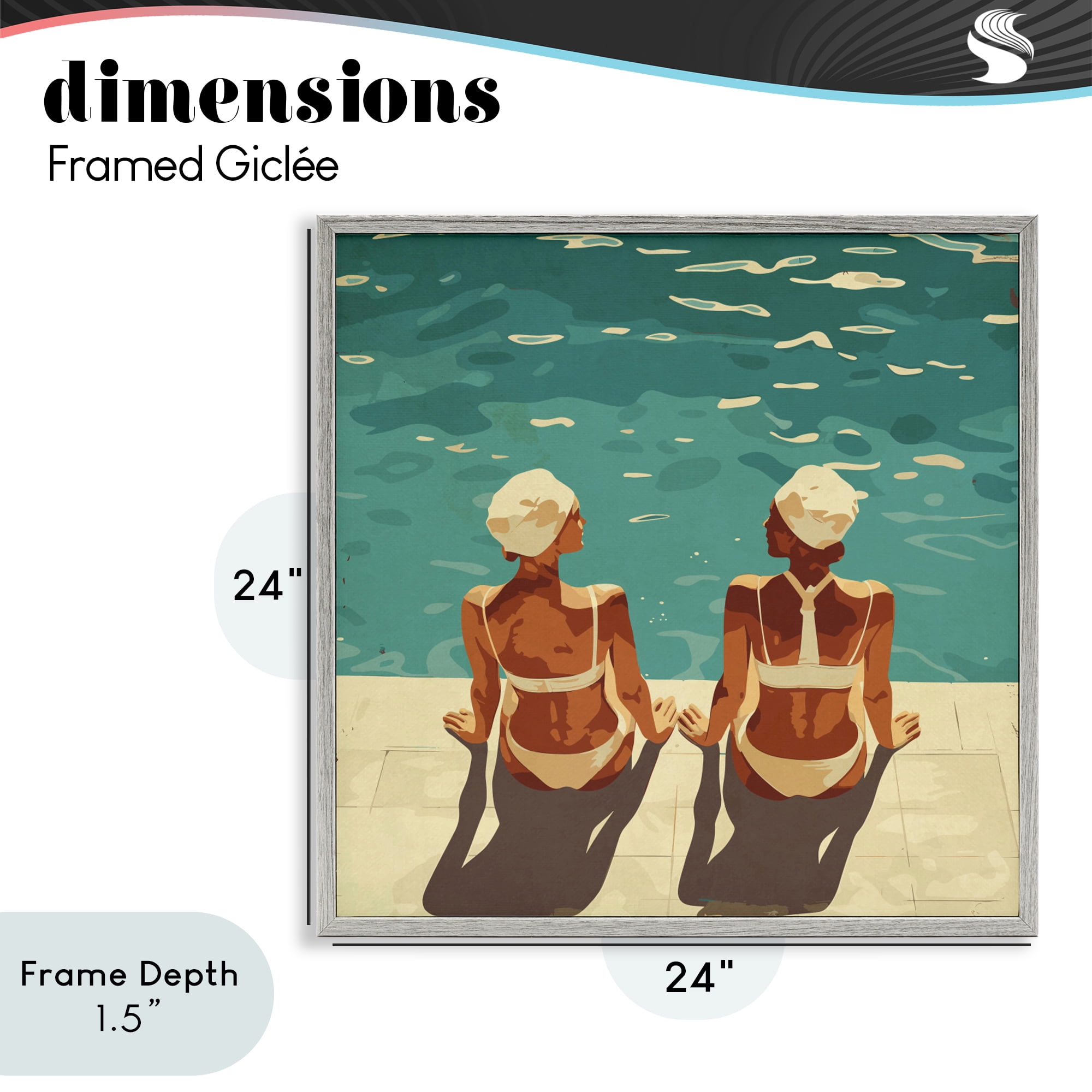 Stupell Industries Swimmer Friends Duo Gray Framed Giclee Art, design by Layla Oz