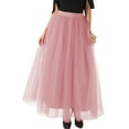thumbnail image 4 of SWSMCLT Women's Long Skirt Pleated Tulle Skirt High Waist Halloween Layered A Line Flowy Casual Elegant Basic Tutu Skirt Dark Pink Small-X-Large, 4 of 4