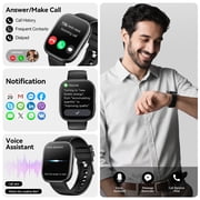 Mingwear 1.85-inch Smart Watch, compatible with Android and iPhone devices, with fitness tracker, answer/make calls/100+ sports modes, IP68 waterproof fitness watch (Black)