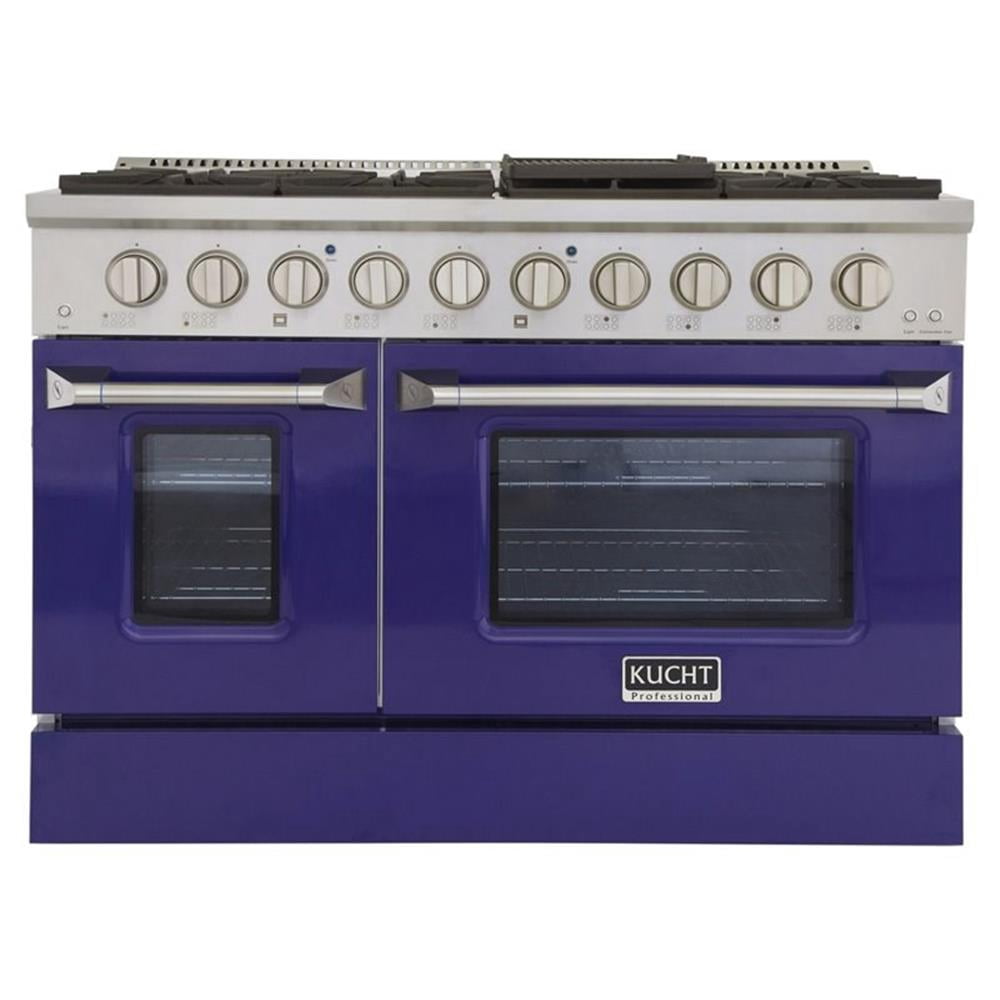 Pemberly Row 48" Stainless Steel Propane Gas Range in Silver/Blue
