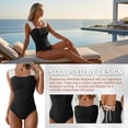thumbnail image 5 of Womens One Piece Swimsuit Tummy Control Retro Square Neck Bathing Suit for Women Ruched Modest Full Coverage Swimwear, Pink Floral, 5 of 7