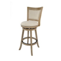 Boraam Melrose Bar Stool in Driftwood Wire-Brush and Ivory