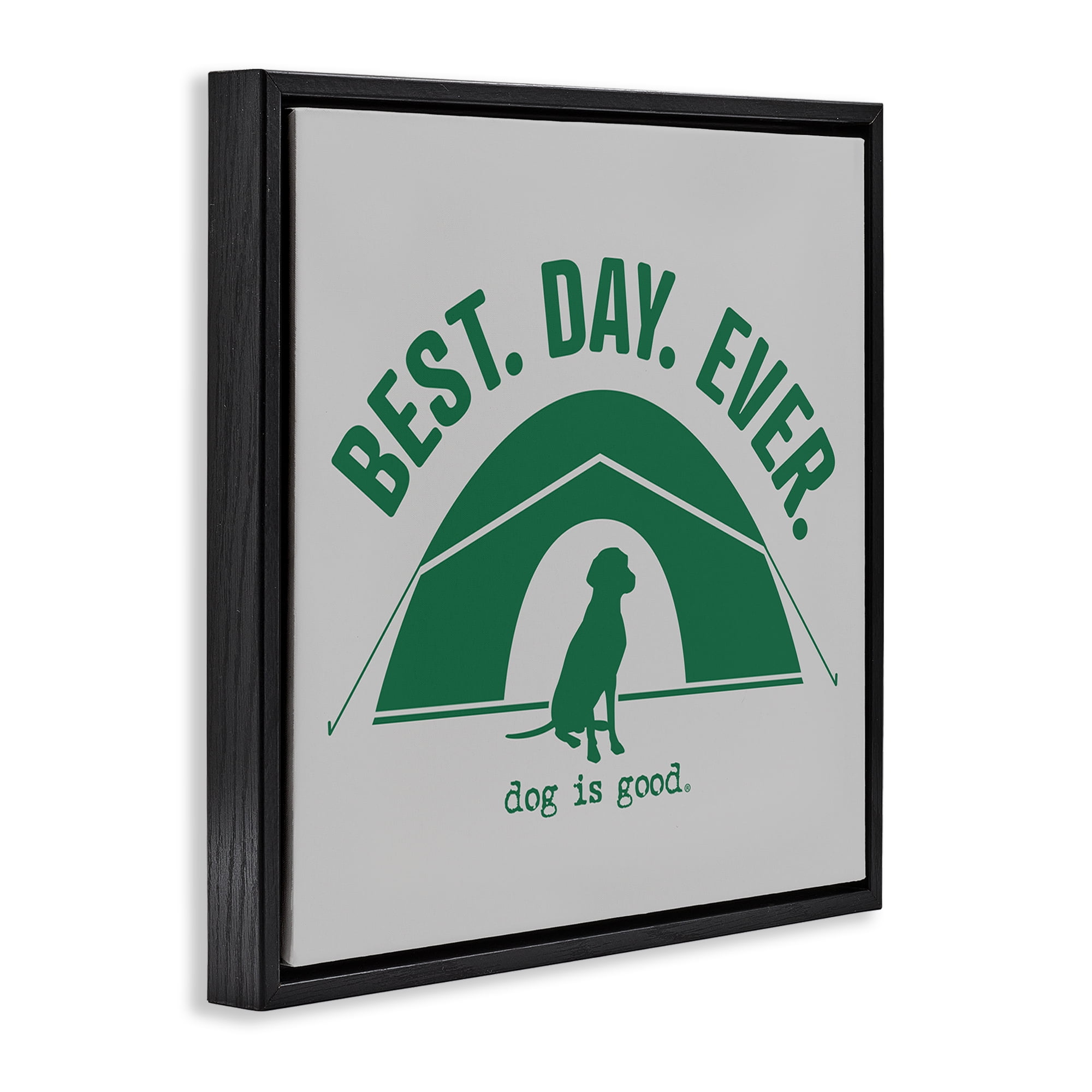Stupell Industries Best Day Camping Dog Animals Painting Black Floater Framed Canvas Art Print Wall Art, 25 x 25