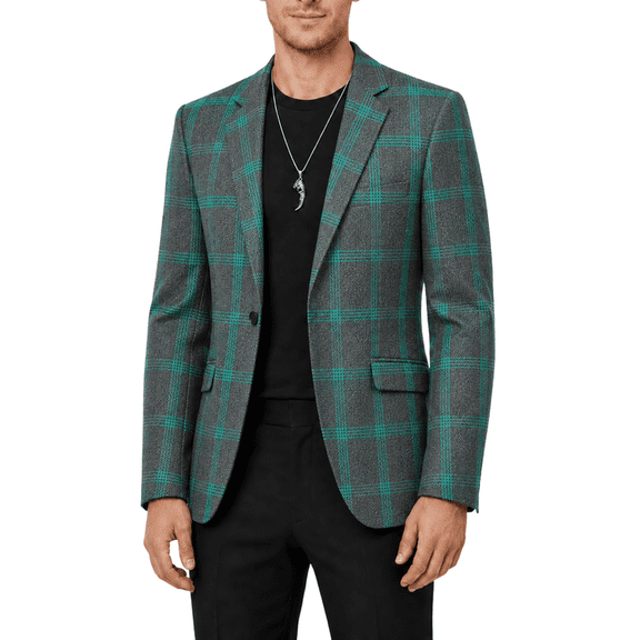 HBDesign Men's Casual Plaid Blazer Quick Dry Slim Fit Lightweight Casual Coat Business Suit Jacket