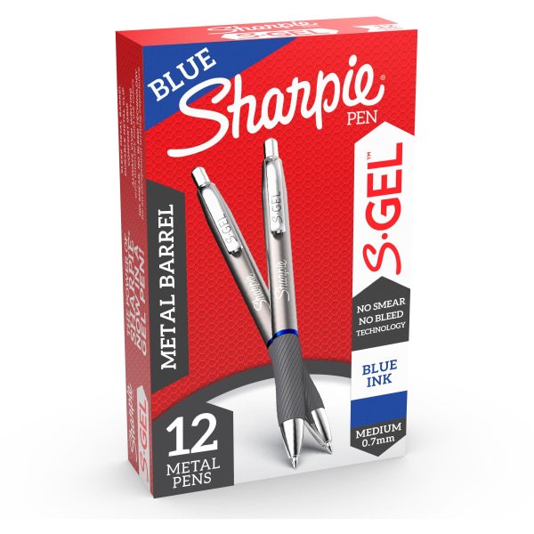 Sharpie SGel Pens 0.7 mm Pen Point Size Blue Gelbased Ink Gunmetal Barrel