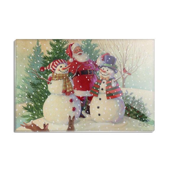 Christmas Holiday Santa Snowman Friends Rectangle Acrylic Fridge Refrigerator Magnet