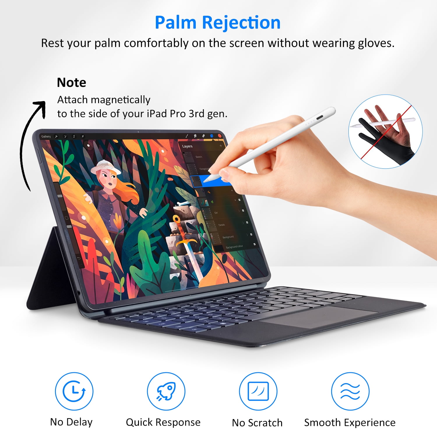 Stylus Pen for Apple iPad (2018 to 2022), Palm Rejection,Adsorption for iPad Pro (11/12.9 in), iPad 6/7/8/9 /10 ,iPad Mini 5/6 ,iPad Air 3rd/4th ,ipad Pen with Switch Button