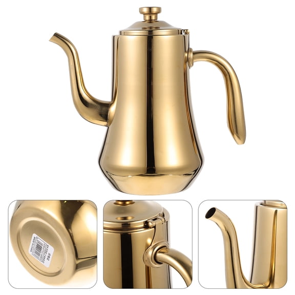 Luxshiny Simple Golden Kitchen Kettle with Built-in Tea Strainer and Elegant Gooseneck Spout - 1Pc