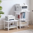 thumbnail image 3 of Leyaoyao 3-Tier Printer Stand with Charging Station, Computer Tower Stand, Metal Rolling Cart on Wheels for Case Printer, White, 3 of 7