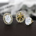 thumbnail image 3 of Gem Stone King 18K Yellow Gold Plated Silver Stud Earrings Set with Oval 3.52cttw Moissanite, 3 of 3