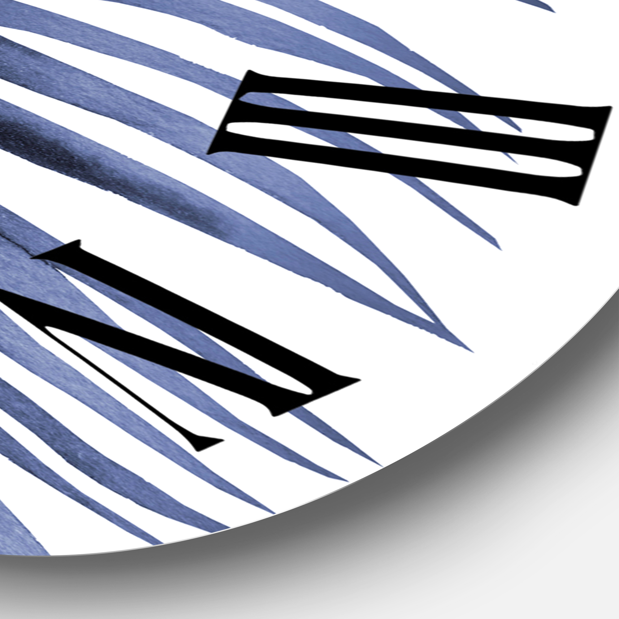Designart 'Blue Palm Leaves Abstract Tropical Branches' Traditional Wall Clock