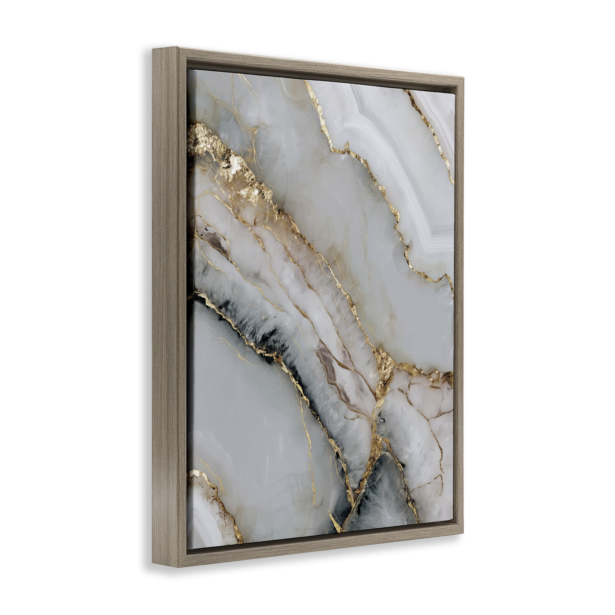 Stupell Industries Glinting Abyss Geode Brown Framed Floater Canvas Wall Art, design by Svetlana Aleynikova