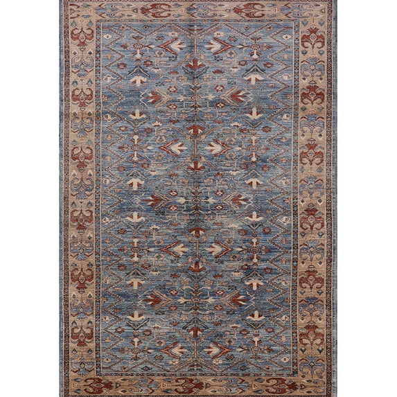 Ahgly Company Indoor Rectangle Mid-Century Modern Maroon Purple Oriental Area Rugs, 4' x 6'