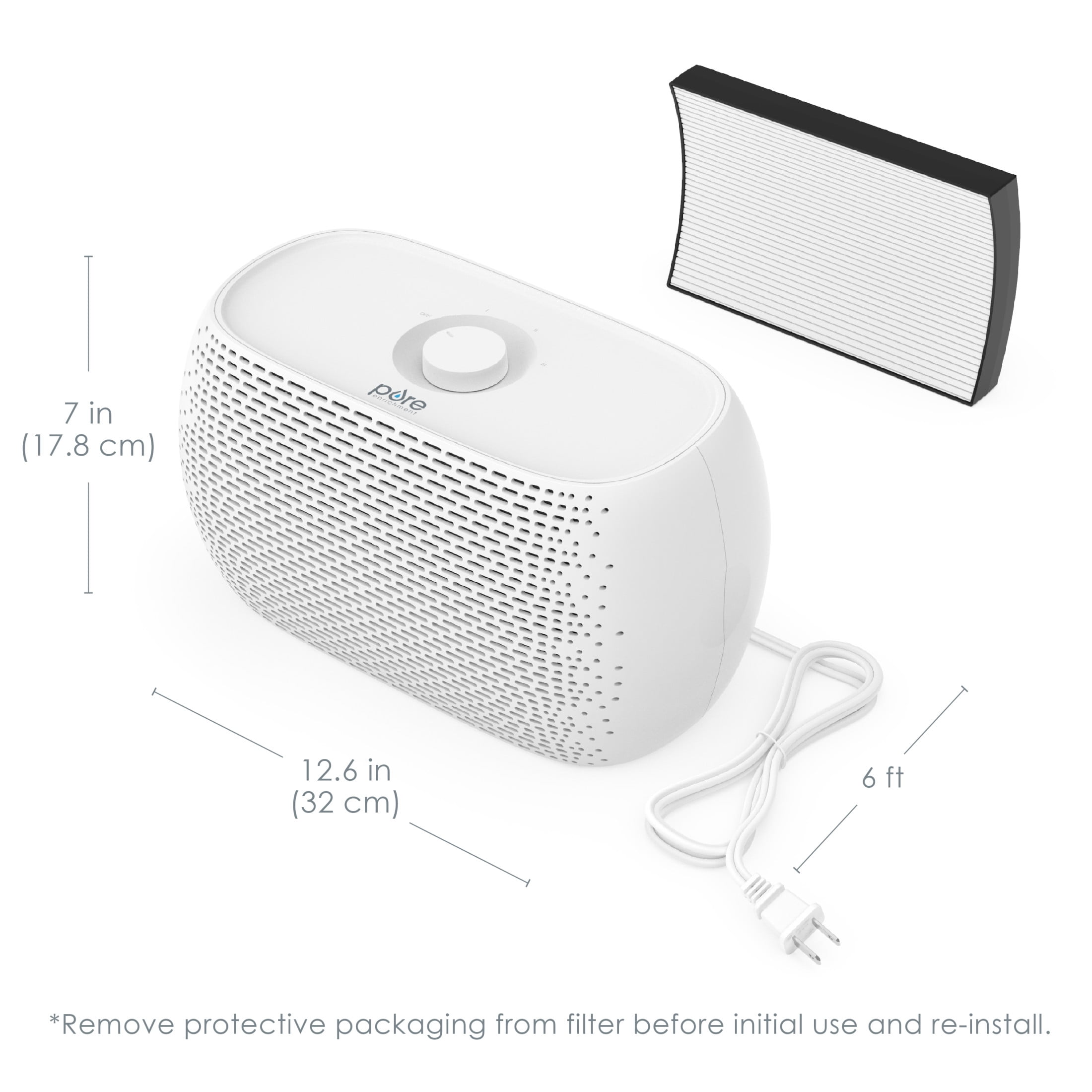Pure Enrichment PureZone Breeze Tabletop 2-in-1 Air Purifier with True HEPA Filter - Ideal for Home, Bedroom, & Office Desktop Surfaces