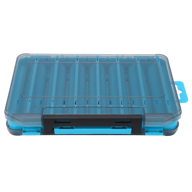 Double Sided Lure Box, Plastic Material Fall Protection Fishing Lure Box  With Handle For Fishing Blue 