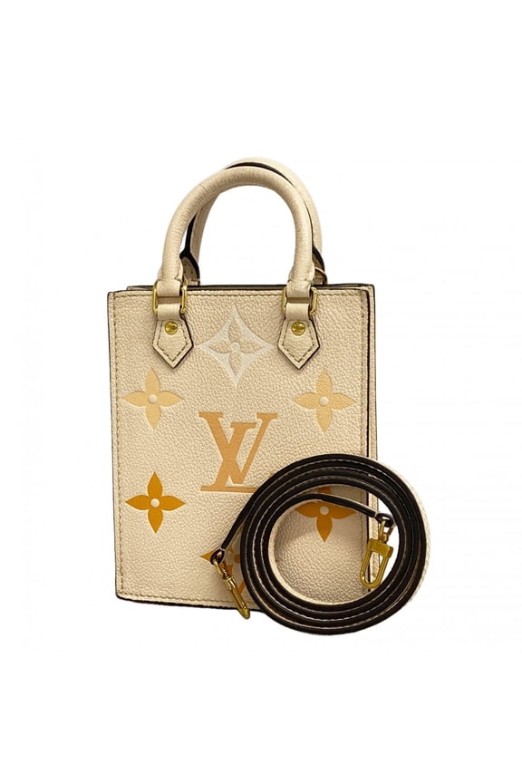 Pre-Owned Louis Vuitton Monogram Empreinte Bicolor Petite Sac Plat Handbag M80449 Crme...