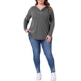 thumbnail image 2 of Agnes Orinda Plus Size Tunic Tops for Women  Long Sleeve V Neck Button Fall Pullover Shirt Loose Blouse 3X Grey, 2 of 6