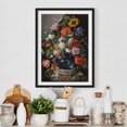 thumbnail image 1 of Póster enmarcado - Jan Davidsz De Heem - Tulips, A Sunflower, An Iris And Other Flowers In A Glass Vase On The Marble Base Of A Column Dimensión LxA: 24cm x 18cm, Marco: Negro esquí esquí Gafas de esquí, 1 of 5
