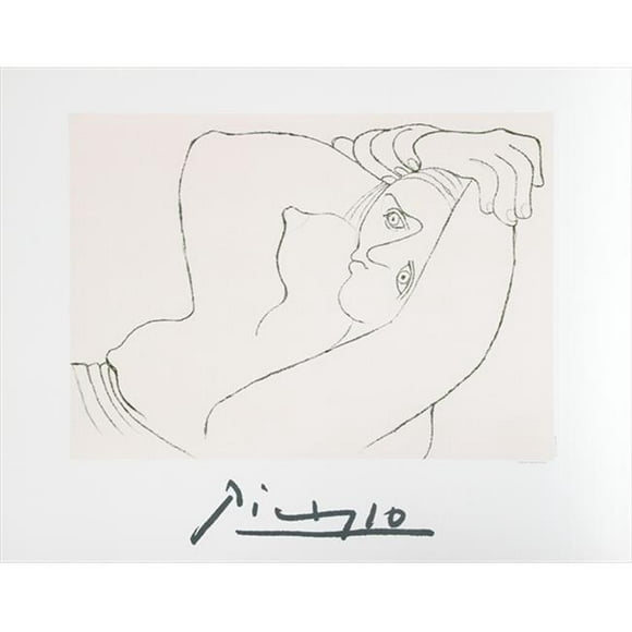 Pablo Picasso 2099 Femme Couchée- Lithographie sur Papier 29 Po x 22 Po - Noir-Blanc