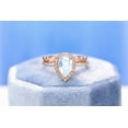 thumbnail image 5 of Natural Moonstone Ring Set, 2Ct Pear Cut Moonstone Halo Ring Set, Rose Gold Ring Unique Curved Vintage Ring, Size 6, 5 of 5