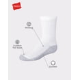 thumbnail image 2 of Hanes Double Tough Boys' Cushion Crew Socks, 12-Pairs White S, 2 of 6