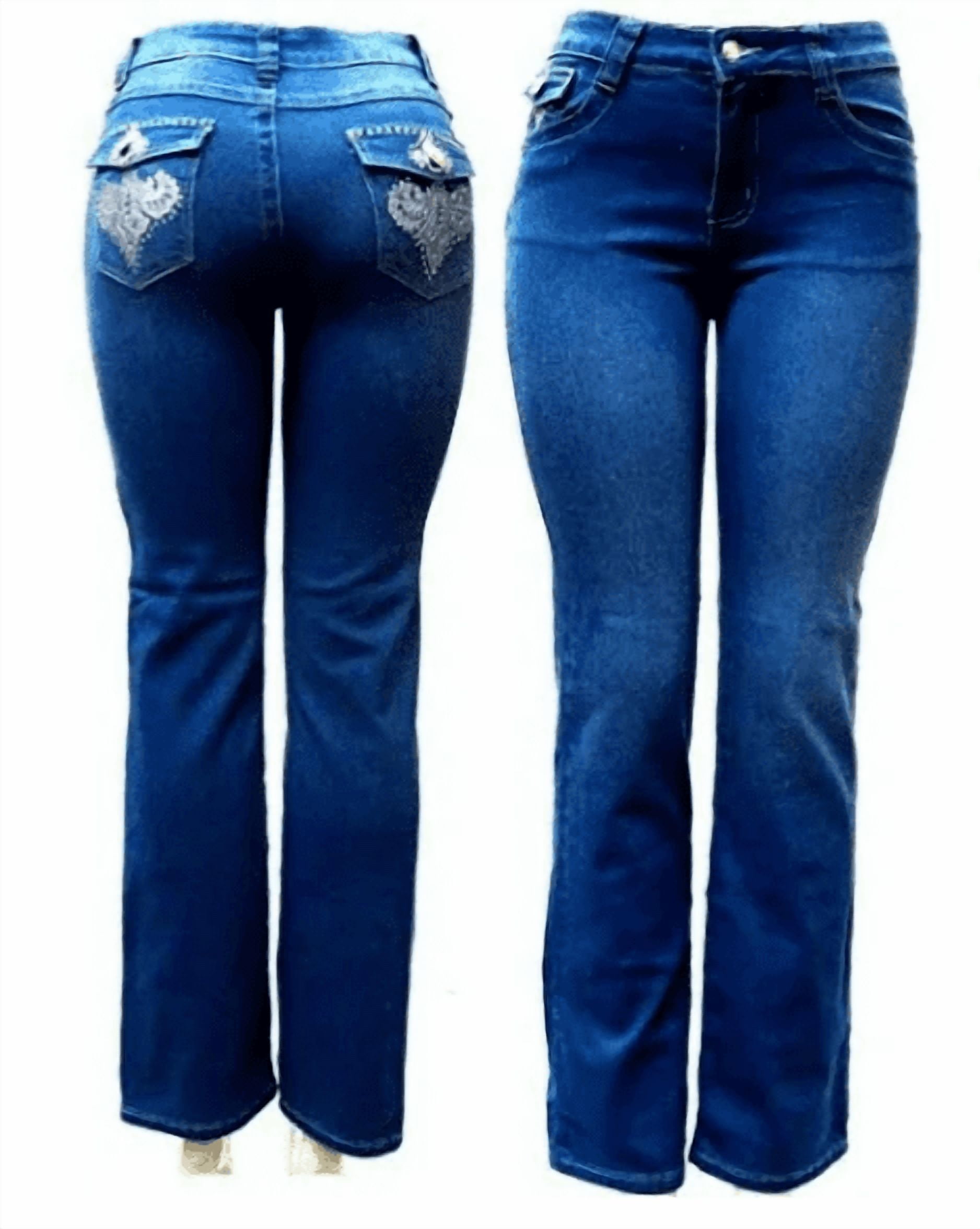 Jack David Rhinestone Studs Dark Wash Denim Flap Pocket Bootcut