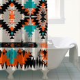 thumbnail image 4 of Waterproof Boho Orange Blue Geometry Pattern Shower Curtain 72x72 Inch Boho Style Polyester Unique Shower Curtain for Bathroom Hotel Home Decor with 12 Plastic Hooks, 4 of 5