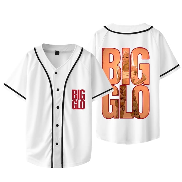 GloRilla Big Glo Veste de Baseball Tee The Glorious Tour Merch Cosplay Unisexe T-Shirts à Manches Courtes, Style 1,m
