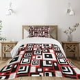 thumbnail image 3 of Ambesonne Abstract Quilted Bedspread Set 2 Pcs, Minimalist Retro, Twin Size, Vermilion and Charcoal Grey, 3 of 6