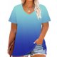 thumbnail image 4 of Camiseta de Base de Impresión de Manga Corta con Cuello en V para las Mujeres, Más Tamaño Estante de Imitación Casual Superior, 4 of 9