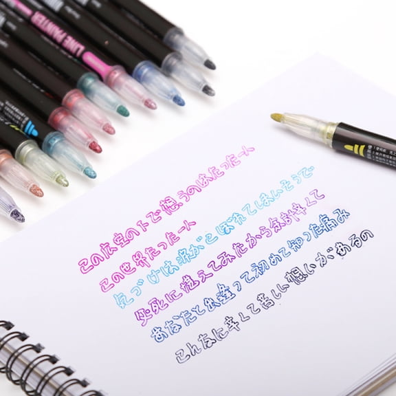 Outline Shimmer Marker 12Color Paint Set Cards Crafts Drawing 2ml for DIY Maker Greeting Painting Pens,Multicolor,5.9*5.9*0.59 inch