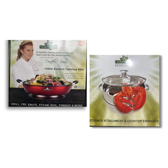 NutriGrill Electric BBQ Cooker Grill Pan with Accessories
