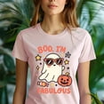 thumbnail image 5 of Boo I’m Fabulous Graphic Tee Funny Ghost Pumpkin Candy Shirt, Light Pink, Size XL, 5 of 6