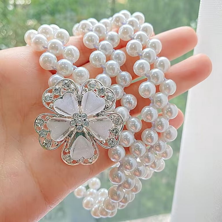 Yesbay Pearl Belt for Women Rhinestone Floral Pearl  display picture 3
